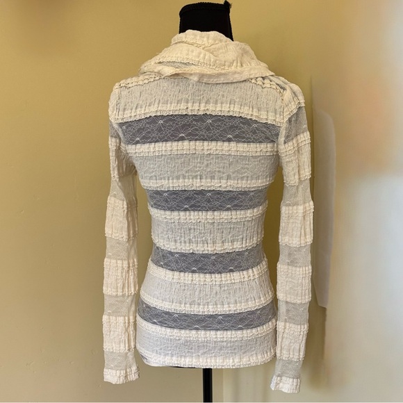 Anthropologie Tiny Pieced Lace Cowlneck Pullover Blouse Top, Cream, Size XS, NWT - Picture 6 of 14